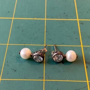 Elegant Silver and White Pearl Earrings